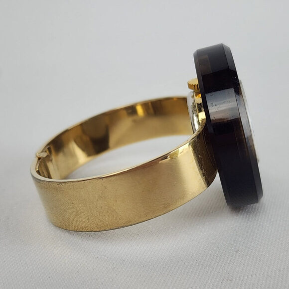 Vintage Marcel Boucher Brown Lucite 17 Jewels Gold Hinge Watch - Picture 5 of 7